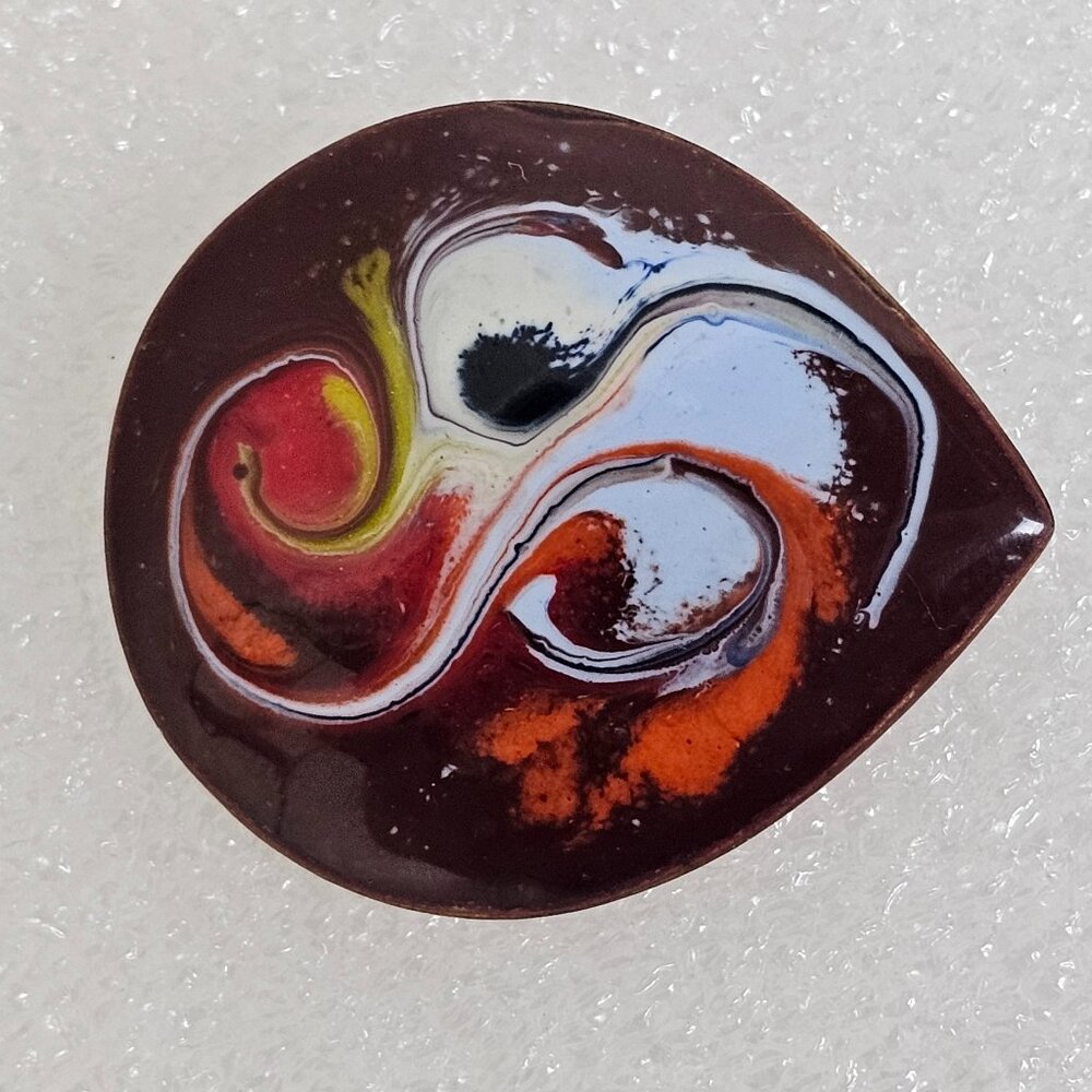 Vtg MEAB Ireland Irish Celtic‎ Brooch Pin Copper Enamel Handcrafted Multicolor